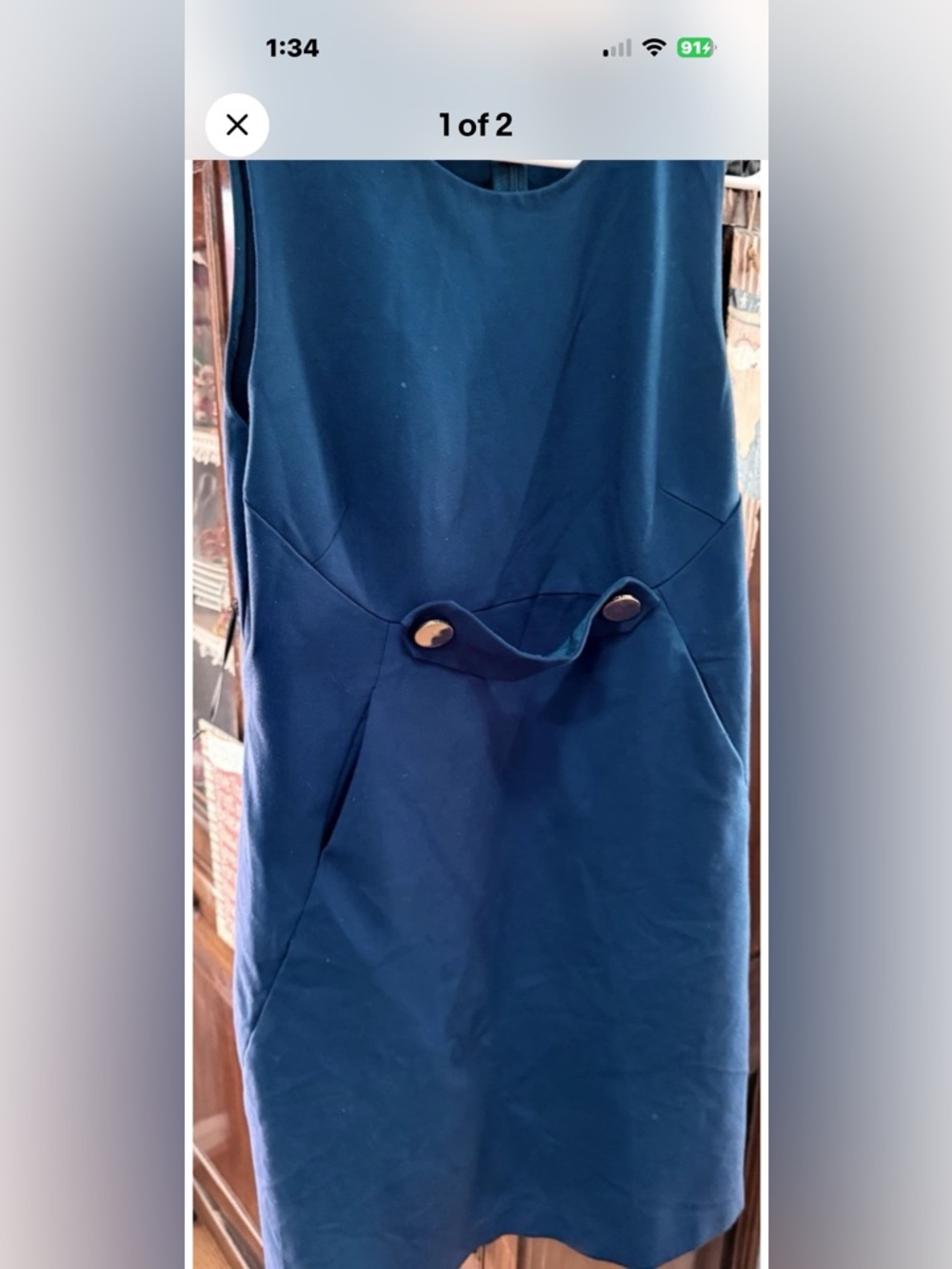 TORY BURCH Blue Sleeveless Dress  Size M